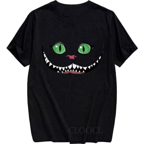 CLOOCL Black Cotton T-Shirt Fashion Brand Summer Cheshire Cat 3D Printed Tshirt Men Casual Tshirt Hip Hop Funny Cotton Tees Tops