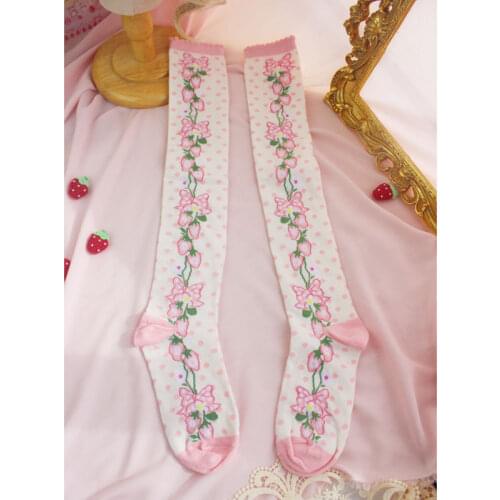 Black sweet Lolita cute socks Lolita Japanese knee socks sweet bow legs socks