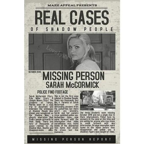 D1100 Real Cases of Shadow People The Sarah McCormick Story Movie Silk Fabric Poster Art Decor Indoor Painting Gift