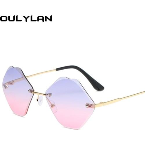 Oulylan Child Cute Metal Rimless Sunglasses Kids Pink Blue Clear Lens Sun Glasses Children Baby Framless Eyewear UV400 Goggles