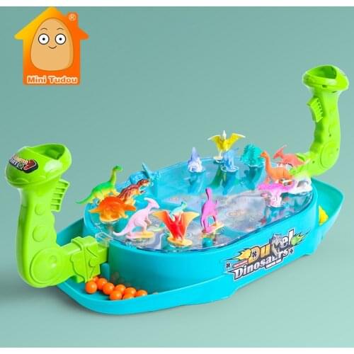 Kids Desktop Game Plastic Dinosaur Model Battle Shooting Bead Parent Child Family Party Interactive Educational Toy For Boy Girl