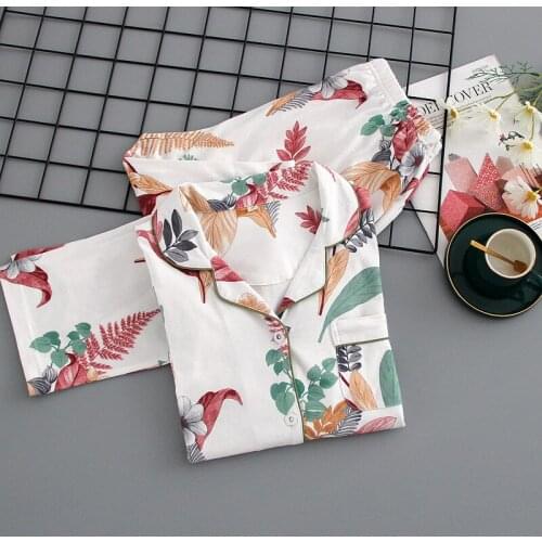 Cotton Knitted Cotton Wool Casual Pajamas Womens Suit, Spring Autumn Thin Long-sleeved, Lapel Cardigan, Large Size Home Service