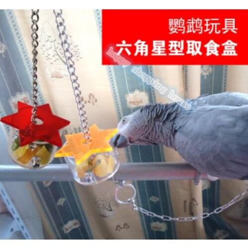 Pet birds parrot toy toy six star type acrylic feeding feeding box