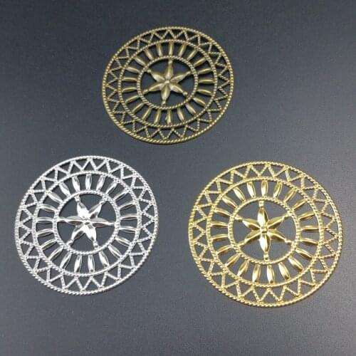 20Pcs/lot 48mm Filigree round Wraps Connectors Embellishments Findings Wraps Connectors For DIY Jewelry Making