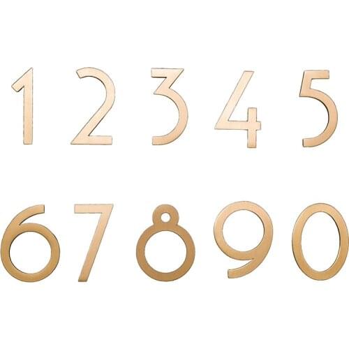 Brass Material Creative 3D Digital House Decoration Number Wall Sticker Number Door Plate for Hotel/Cafeteria/Home Decorative