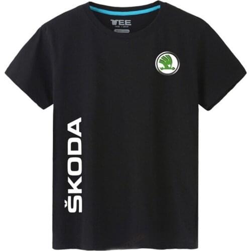 Summer new mens T-shirt round for Skoda car logo T-shirt casual short-sleeved cotton Tees men t Shirt L