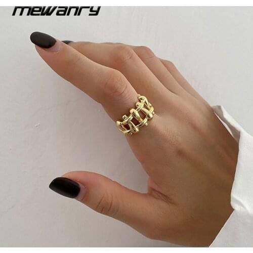 Mewanry 925 Sterling Silver Wide Rings for Women Accessories New Trendy Elegant Vintage Hollow Weave Pattern Party Jewelry Gifts