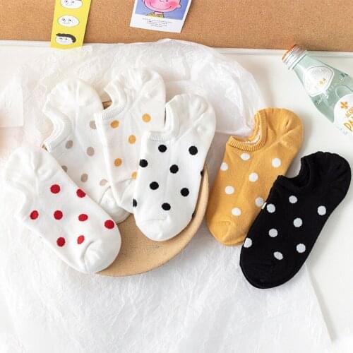 Cute Cotton Women Socks Female Casual Boat Sock Cartoon Dot College Invisible Short Ankle Socks Funny Sox