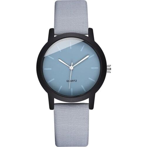 Fashion Simple Womens Quartz Watch Creative Geometric Round Watches Leather Belt Bracelet Clasp Wristwatch Student Watches