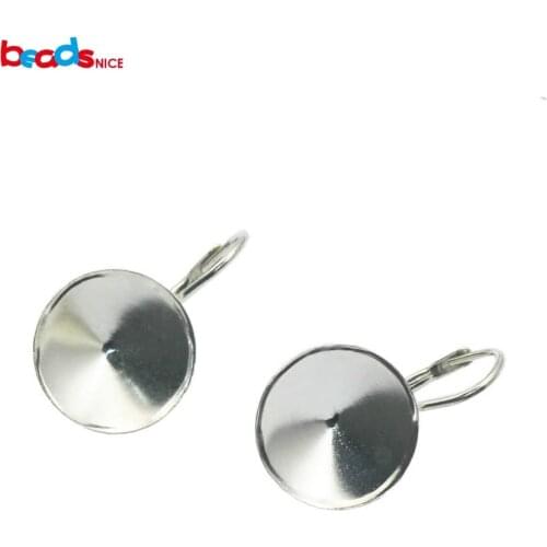 Beadsnice 925 sliver jewelry earring base round cup earring blanks for point back crystal fit 12x12x5mm women earrings ID31094