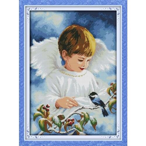 A lovely cherub(1)boy male cross stitch kit people 18ct 14ct 11ct count print canvas stitches embroidery DIY handmade needlework