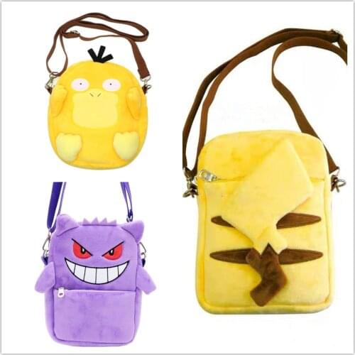 Pokemon Pikachu Psyduck Gengar Plush Backpack Diagonal Bag Carrying Case Cosmetic Bag Anime Travel Bag Doll Toy Boy Girl Gift