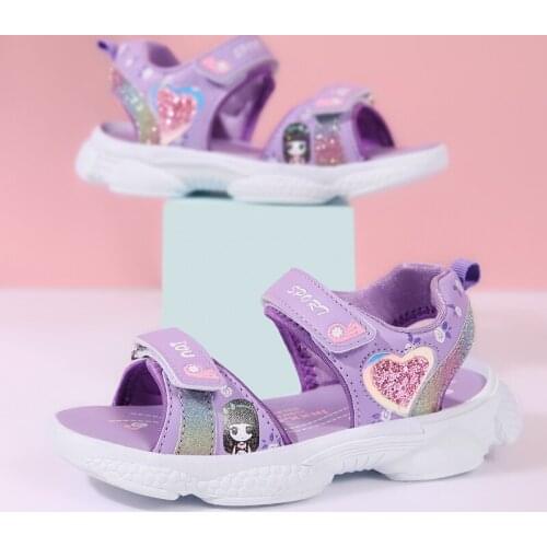 Girls' Sandals 2021 Cartoon Summer New Little Girls' Shoes Soft Soled Anti Slip Lovely Beach Shoes