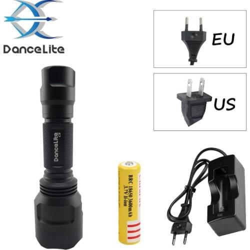 DanceLite C8 XM-L2 U3 10xAMC7135 3500mA 5MODE LED Flashlight + 18650 3600mAh Battery + Single Charger