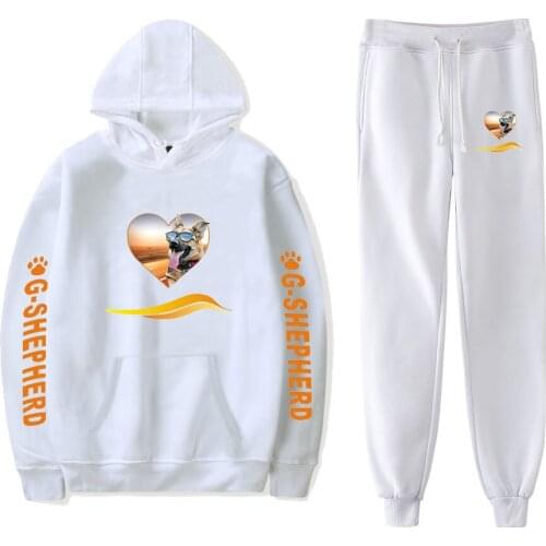Hot sale german shepherd Fashion Long-sleeved Hooded Sweater german shepherd 2Pcs Women/Men warm Tracksuit Hoodies Pants Casual