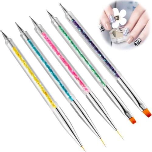 Point Drill Brushes Double Ended Nail Art Liner Brush 5 PCS Dotting Pen