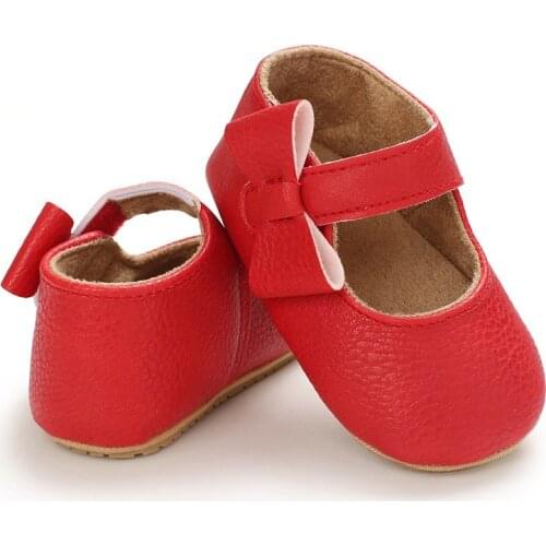 Baby Fashion PU Cute Non-Slip Toddler Shoes Princess Newborn Infant Girls Shoes Baby First Walkers Solid Soft Shoes Ins