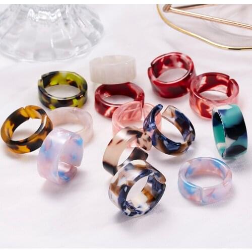 Korea Fashion Acrylic Resin Simple Aesthetic Acetate Geometric Irregular Square Round Open Finger Rings for Women Trendy Jewelry
