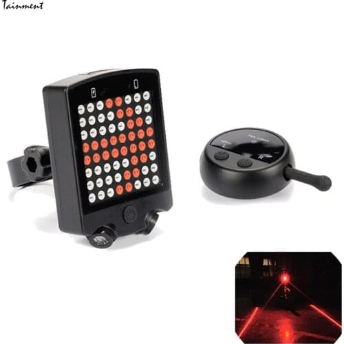 Bicycle Turn Signal Light USB Rechargeable Tail Light 80 Lumens 64 LED Wireless Bike Cycling Rear Warning Lamp Remote Control