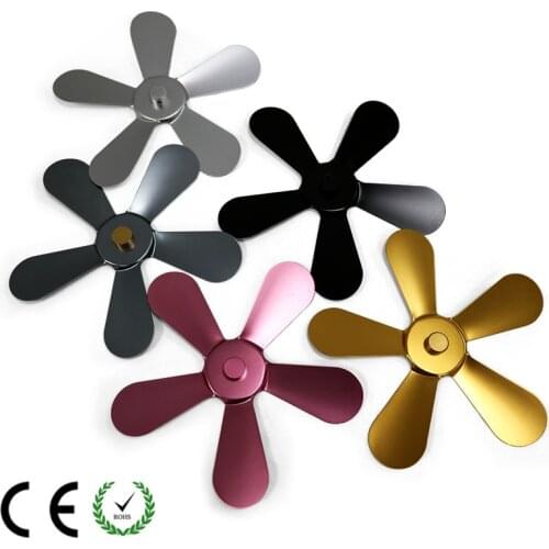 Fireplace Fan Fittings Cooling Multicolor Stove Fan Blade 5 Leaves Aluminum Heat Powered Wood Burner Stove Fan Blade Replacement