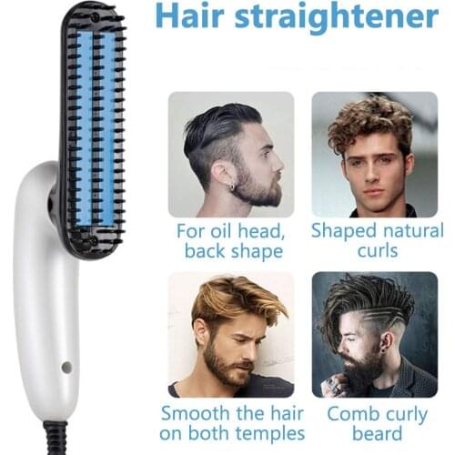 Straightening Iron Men Hair Comb Brush 360 Degrees Foldable Quick Beard Straightener Curling Curler Men Beauty Hair Styling Tool