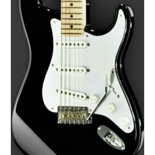 Top quality FDST-1001 Black color solid body with white pickguard maple fretboard electric guitar , Free shipping