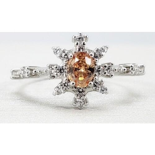 WYJZY Beautiful color crystal womens engagement silver ring fashion color crystal open ring Size adjustment range US 5-7