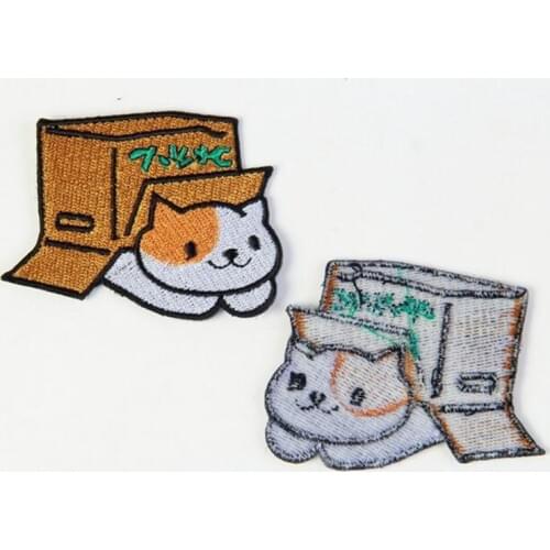 1 Piece Ah Yonniex Brand Small Box Naughty Cat Patch Iron On Patches for Baby Clothing Shoes Bags