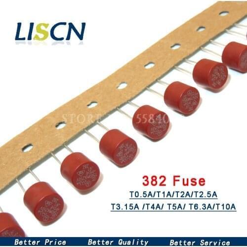 10PCS Cylindrical Fuses T0.5A 500mA 1A 1.6A 2A 2.5A 3.15A 4A 5A 6.3A 250V Slow Fuse 382 LCD TV Power Board Commonly Used 8*8