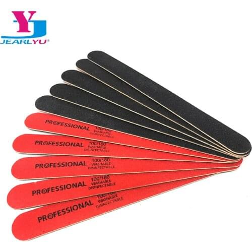 High Quality 10 pcs/Lot Nail File Buffer Block Wooded Nail Sanding Files 100/180 Double Side Red & Black Lima Unhas Nail Tools