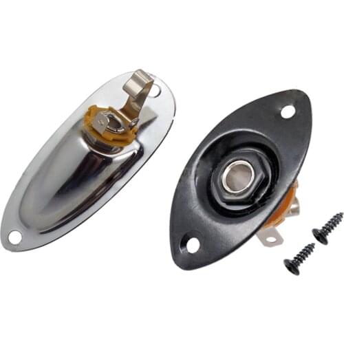 2 Pcs Guitar Jack Plate and Socket: 1 Pcs A0073 Silver Loaded Jack Socket Plate and Screws Replacement for Fender Strat & 1 Pcs