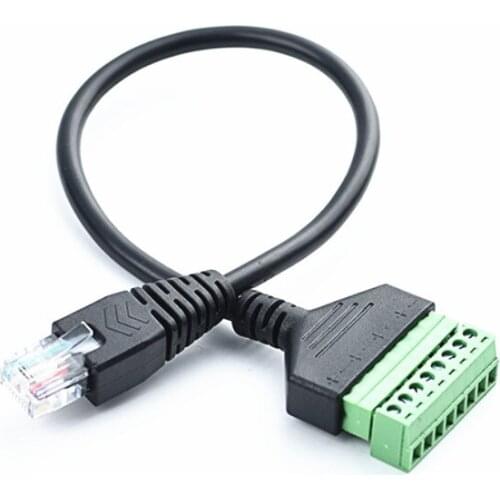 2pcs/lot RJ45 Male Plug to 8Pin Screw Solderless Terminal Extension Cable Lead