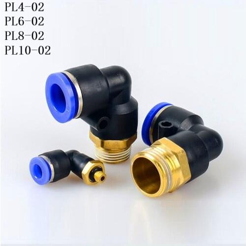20-35Pcs/Lot PL4-02 , PL6-02 , PL8-02 , PL10-02 Pneumatic Connectors Elbow Fitting 4,6,8,10mm-1/4'' Air Gas Quick Coupling