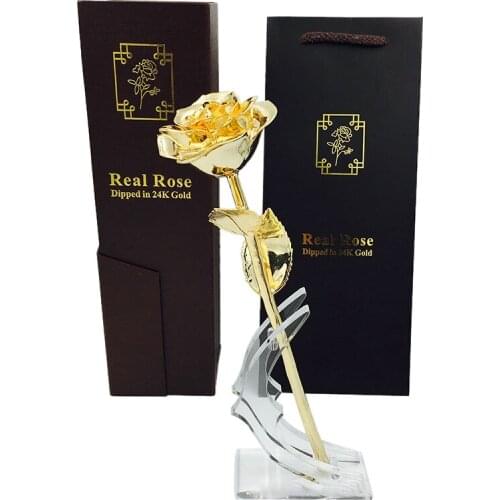 24K Fully Gilded Roses Made Of Real Roses The Best Gift For Her And A Great Gift For My Wife Golden Roses With Brackets