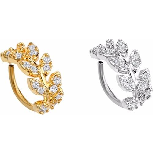 30pcs Body Jewelry Piercing Shine Leaf CZ Ear Helix Daith Cartilage Tragus Earring Nose Hoop Septum Ring Bend Shine 18gX8mm