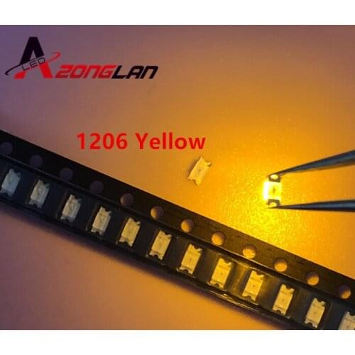 500pcs SMD 1206 (3216) Yellow SMT Surface Mount LED Chip Ultra Bright Light Emitting Diode Lamp Electronics Components for PCB