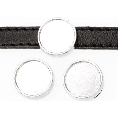 8mm Hole Silver Smooth Surface Base Slide Charms Beads DIY Accessories Handmade Jewelry For 8mm Bracelets Key Chains Pet Collar