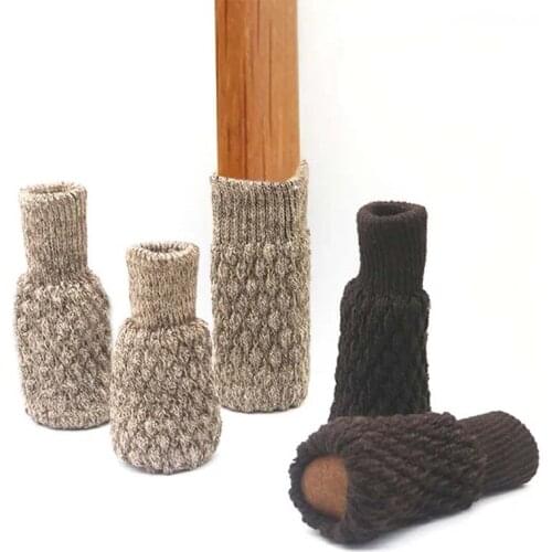8 Pcs Knitted Chair Foot Cover Non-slip Table And Chair Mat Wear-resistant Silent Table Leg Table Leg Chair Leg Protective Cover