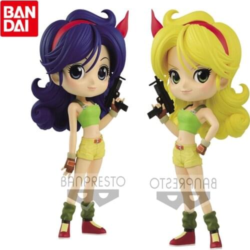 Bandai Genuine Q Posket Dragon Ball Z Lunchi Black Hair Blond Anime Action Figures Collectible Model Ornaments Toys for Kids