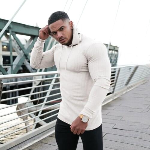 Running Hooded T-shirt Men Spring Sweaters Men Turtleneck Sweaters Slim Fit Sports Pullover Men Sweater Gym Knitwear Pull Homme
