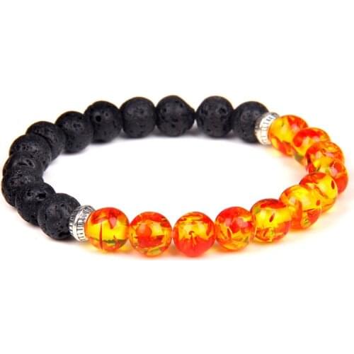 Natural Stone Bracelet Men Colorful 8mm Chakra Malachite Beads Yoga Charm Bracelet Black Lava Energy Bracelets Jewelry Women