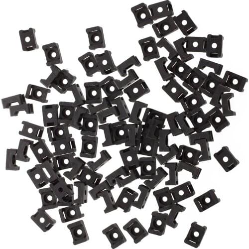 Black 9mm Cable Tie Mount Saddle Type Plastic Wire Bundle Holder 100Pcs