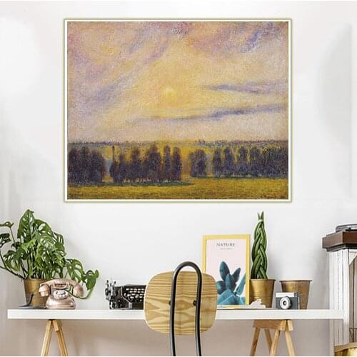 Citon Camille Pissarro《Sunset at Eragny》Canvas Art Oil Painting Famous Artwork Picture Poster Wall Decor Home Decoration