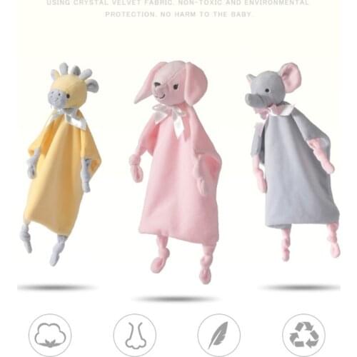Baby Soother Appease Towel Cute Animal Doll Teether Soother Bib Saliva Towel Infants Comfort Sleeping Cuddling Toys