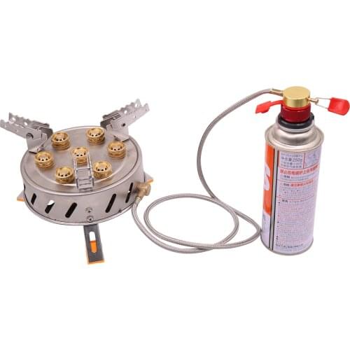 9-Head Gas Burner Camping Stove Self-Driving Tour Stainless Steel Collapsible Portable Outdoor Camping Stove