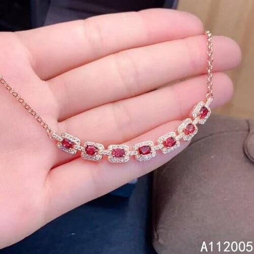 KJJEAXCMY Fine Jewelry 925 Sterling Silver inlaid gemstone garnet women hand bracelet luxury support test hot selling