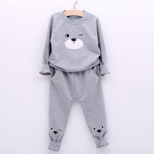 Childrens Clothes Set Spring Fashion Girls Clothes Cartoon Print T-shirt + Trousers 2-piece Boy Suit