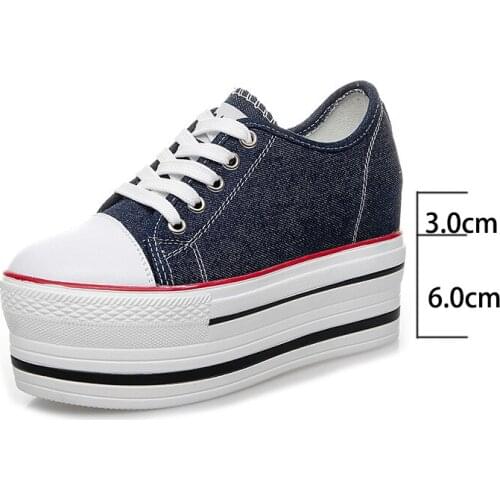 Krasovki Genuine Height Increased Super High Heel Platform Casual Sports Women Casual Shoes Wedge Slip on Sneakers White Black