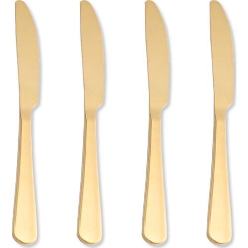 Kitchen Tableware Gold Cutlery Set 4 Piece Fork Spoon Flatware Cutelry Set Stainless Steel Gold Dinner Knife Set Dropshipping