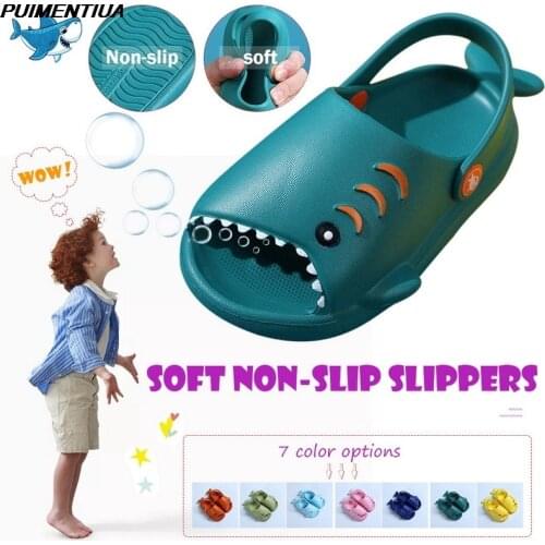 Summer Fashion Fun Shark Slippers Baby Boy Beach Shoes Soft Bottom Non-slip Hole Shoes Baby Girls Toddler Shoes Kids Sandals New